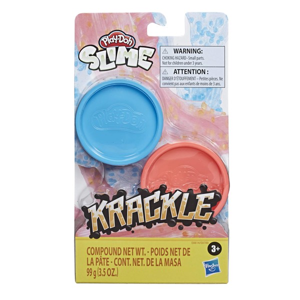 Play-Doh Krackle Slime Blue & Pink 2 Pack of Slime Compound with Beads for Kids 3 Years & Up