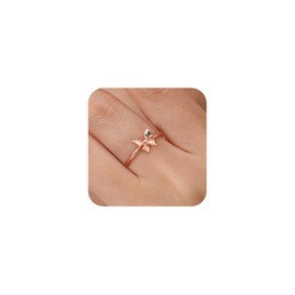 Ailetop Butterfly Initial Rings for Women, Rose Gold Plated Initial Rings Adjustable Rings for Women Alphabet Initial Letter Rings Stackable Rings for Women Jewelry Gifts for Women (Letter G)