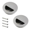 Geesatis Round Hidden Concealed Door Pulls,Flush Pocket Door Handles,Stainless Steel