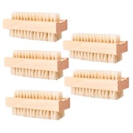 HONMEET 5 Pcs Pig Mane Cleaning Brush Walnut Hand Washing Brush for Nail Cleaning and Exfoliation Durable Lotus Wood for Home Use