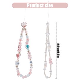 2pcs Beaded Cell Phone Lanyard, Cute Phone Chain Heart-shaped Phone Wrist Strap Love Beaded Phone Charm Strap Heart Phone Keychain for Women Girls, Phone Accessories (White, Pink)