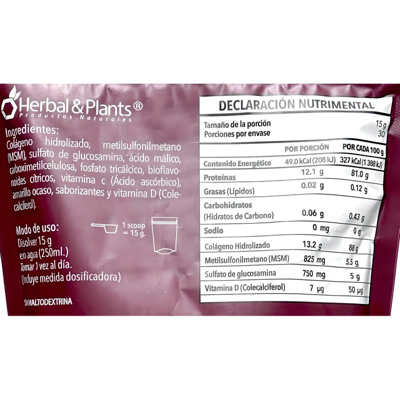 Hpcolag Glucosamina Colageno Msm 450 G Piña Herbal & Plants