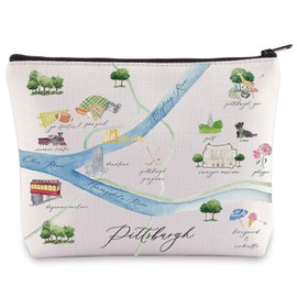 WZMPA Pittsburgh City Map - Bolsa de cosméticos de viaje de Pittsburgh, regalo de recuerdo de viaje de Pittsburgh, relación de larga distancia, bolsa de maquillaje con cierre, bolsa de Pittsburgh Merchandise, Pittsburgh, Bolsa de cosméticos