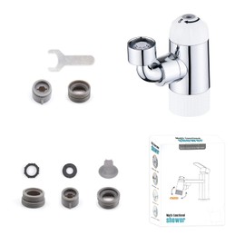 0XBIT Tap Attachment Swivelling Attachment Kitchen 720° Swivel Tap Aerator 4 Modes Tap Aerator Double Water Outlet for Kitchen Bathroom Tap