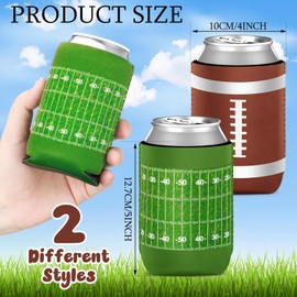 SiliFine 30 Pcs Football Beer Collapsible Can Sleeve Soccer Stadium Reusable Iced Coffee Beer Cooler Cup Sleeves Beer Bottle Insulator Beverages for Football Party Favors Gift
