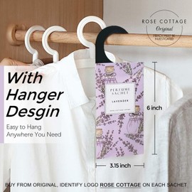 ROSE COTTAGE Large 12 Packs Lavender Hanging Closet Deodorizer Air Freshener Long Lasting Scented Sachets Smell Goods for House