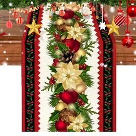 Christmas Linen Table Runner Gingerbread Man Table Runner Christmas Home Decoration For Housewife Home Decoration Enthusiast Party Organizer Company Annual Meeting Planner (Ball)