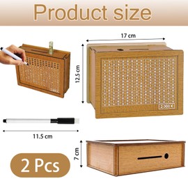 LYNBLY Wooden Money Box, Reusable Money Box, Retro Money Box Storage Box, for Adults and Children with Savings Target and Numbers to Tick on to Help Save Habit