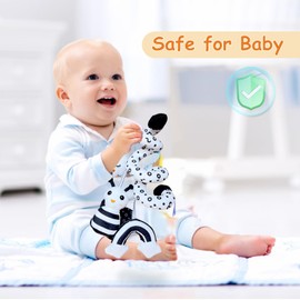 Kulveanju Pram Spiral Toy, Black White Baby Contrast Book, Newborn Montessori Toy 0 3 6 Months, Soft Baby Fabric Book Sensory Gift for Boys Girls