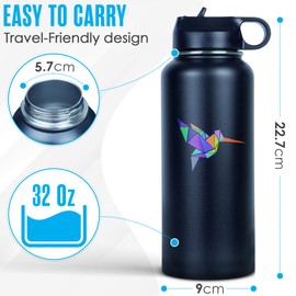 Kitcoomi Flask Mouth Water Bottle Straw Lid - Versatile Stainless Steel Hydration for Outdoor Adventures, Gym, & Workouts - Leakproof Design Sustainable and Stylish | 32 oz