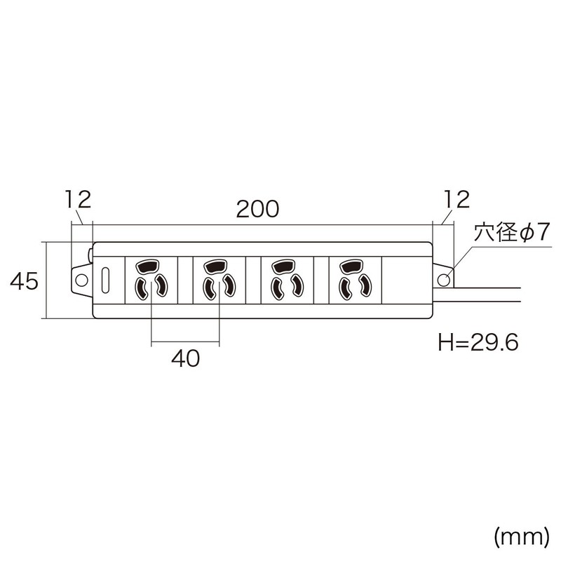 Sanwa Supply Power Strip 3P・4 Outlets 1m TAP-MG341N2PN-1