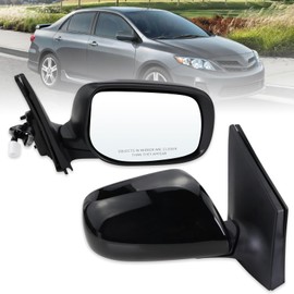 Lqito Right Passenger Side Mirror Compatible With 2009 2010 2011 2012 2013 Toyota Corolla With Power Glass Manual Folding Non-Heated Black Replace#8790802B50(3Pins）