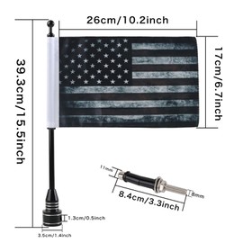 Gdcreestar Motorcycle Flagpole Mount with Pirate Safety Flag for Harley Honda Goldwing CB VTX CBR Yamaha - Fits 1/2" Round Luggage Rack