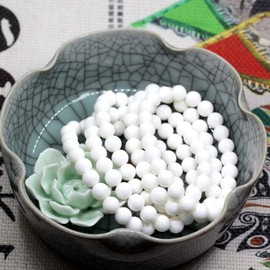 Angelstones Natural White Tridacna Shell Gemstone 8mm Round Beads Stretch Bracelet 7" Unisex