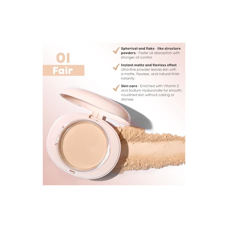 UCANBE Polvos compactos y base de maquillaje 2 en 1,