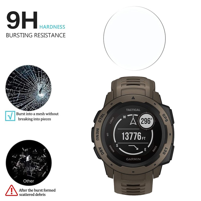 KELOLIN Tempered Glass Screen Protector For Garmin Instinct Tactical -