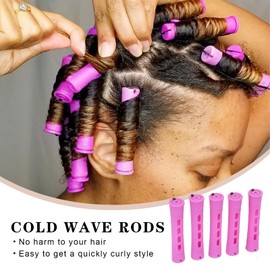 40 Pcs Perm Rods For Short Hair Purple Heatless Curl Rods For Long & Natural Hair,Medium Size Hair Rollers For Black Women(Purple 40Pcs)