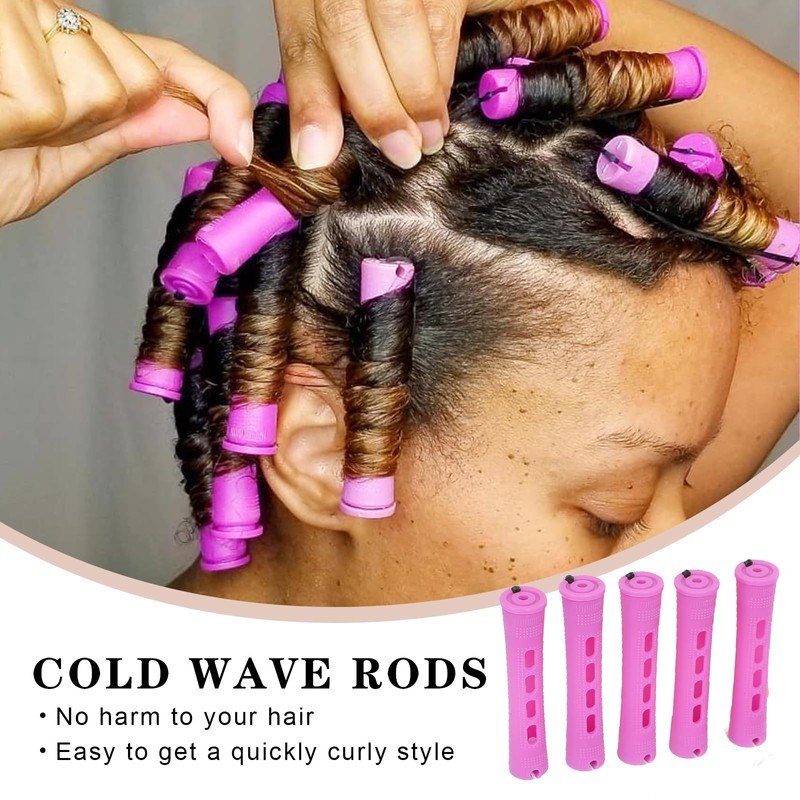40 Pcs Perm Rods For Short Hair Purple Heatless Curl