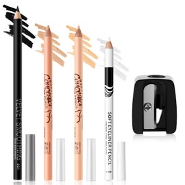 GEUUFEA Eyeliner Pencil and Concealer Pencil Set, Waterproof Under Eye Highlighter Stick, Long Lasting Smudge Proof Makeup Pencil For Women's Full Face Makeup