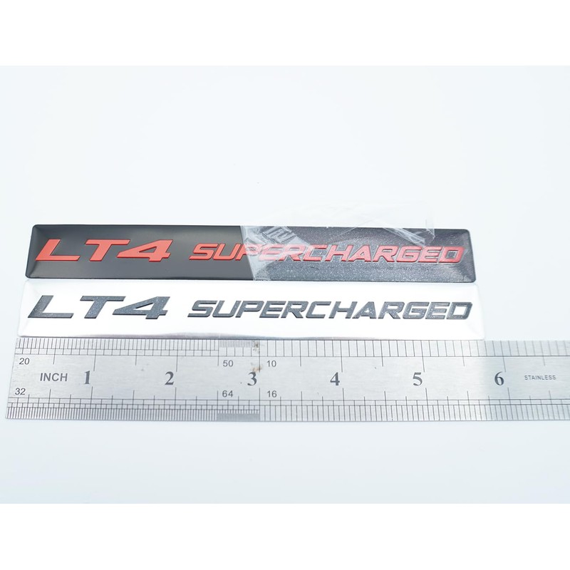 Pair Set LT4 Supercharged Highly Polished Real Aluminum Emblems Badge