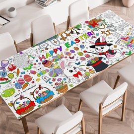 SPERINGEEN SPERINGEEN Easter Decorations, Easter Crafts for Kids - Giant Coloring Tablecloth/Poster/Banner/Games/Activities/Gifts/Party Favors for Family, Classroom - Party Decorations for Kids