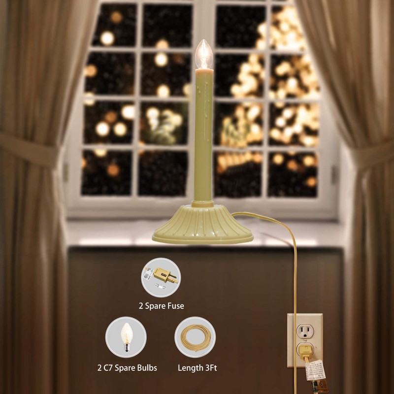GOOTHY 1 Light Electric Window Candles, 2 Pack Christmas Candle