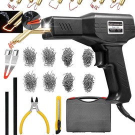 Soldador de Plástico, Soldadura Máquina,200pcs Kit de Grapadora Caliente para Reparar Plástico Roto/Guardabarros/Piezas de Coche, con Alicate, 6 Tipos de Grapas Calientes Onduladas