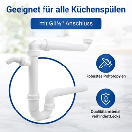 VIOKS Tube Odour Trap 1 1/2 Inch Space-Saving Siphon Washbasin