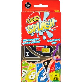 UNO Juego de Cartas Splash Resistente al Agua Versión Portátil con Clip Ideal para Playa Piscina o Viajes para Niños de 7 Años en Adelante