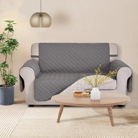 Luxshare 100% Waterproof Loveseat Couch Cover Sofa Covers Washable, Reversible Couch Covers for 2 Cushion Couch Sofa Pet Friendly(Loveseat Small,Dark Grey/Beige)