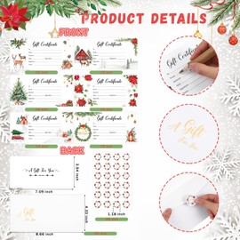 Sinload 96 Set Gift Certificates for Business Included 96 Pcs Blank Certificate Cards with Gold Foil Envelopes and Stickers for Women Birthday Beauty Salon Restaurants Customer
