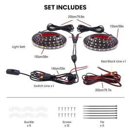 Pickup Truck Bed White LED Light Kit for Summer, 1 Set DC 12V 65W Car Interior Lighting Kit, IP65 Waterproof LED Underglow Light Strip, Car Work light For Truck, SUV, Car Accessories