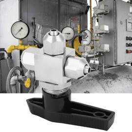 3-Way Ball Valve, Stainless Steel Rotary Ball Valve with Locking Handle for Water, Oil, Gas, Air, Pipe, Hose, Pneumatic Equipment (6 x 4 mm)