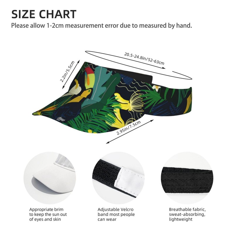 Hawaiian Tropical Leaves Visor Cap Sun Hat for Women Men