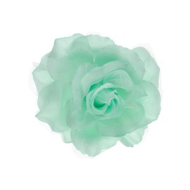 Women's Multifunction Rose Flower Sheer Petal Brooch Pin Hair Tie Clip, Mint
