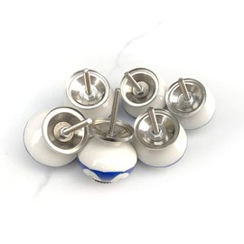 Handmade Art Drawn Multicolor Knobs with Screw - Furniture Decoration Handle Accessories Ceramic Knobs for Cabinet Drawer Dresser Wardrobe Flower Cabinet (16 Pieces, Blue)