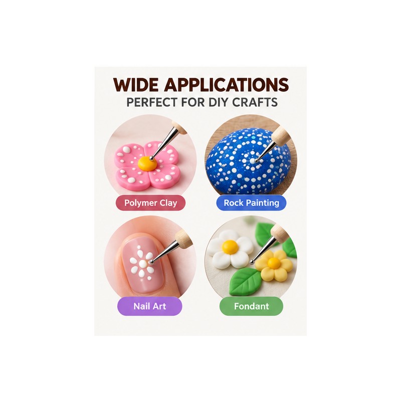5-Piece Double-Ended Ball Stylus Set for Clay and Pottery