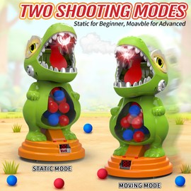 BAODLON Dinosaur Shooting Toys for Boys 4 5 6 7 8 Years Old, Movable Electronic Scoring Target Game with 2 Toy Gun, Spray & Light & Sound, 24 Foam Balls, Christmas Birthday Gift for Kids 3-5, 5-7