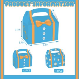 Zoketriton 24 Pack Orange Blue Party Favor Treat Boxes, Blue Orange Cartoon Print Party Goodie Candy Treat Present Boxes Recycled Party Favor Boxes for Birthday Party Supplies Decoration