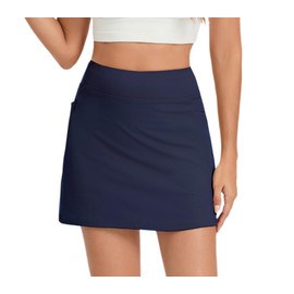 Oyamiki Women's Tennis Skirt with Shorts 2 in 1 Lightweight Summer Golf Skorts Stretchy Plus Size Skirts Navy Blue XL