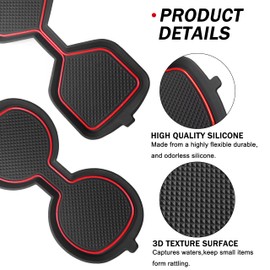SENSHINE Cup Holder Inserts for Toyota Rav4 Accessories 2019 2020 2021 2022 2023 2024 2025 Center Console Liner Cup Protector Coaster Mats for Toyota Rav4 2Pcs (Red)
