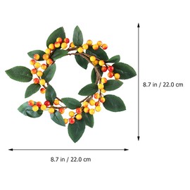 OSALADI 2pcs Artificial Berry Wreath Fall Garland Candle Holder Decor Christmas Candlestick Rings Pillars Small Wreath Thanksgiving Day Candle Wreaths Mini Silk Cloth Napkin Holder Winter