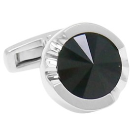 mila schon milla shaun black crystal glass cuff links msc10411, Brass, Crystal Glass