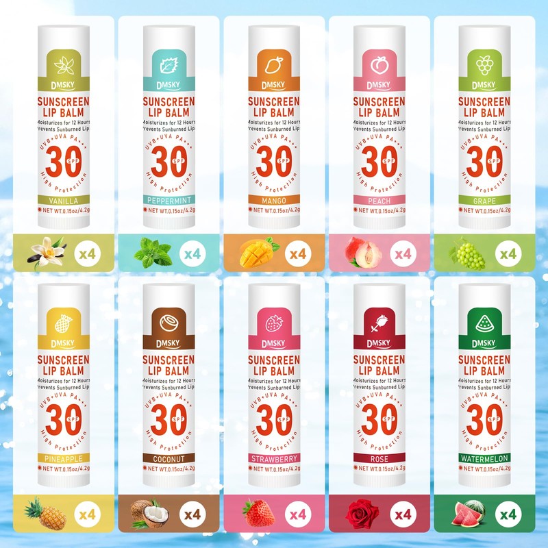 SPF 30 Sunscreen Lip Balm 40 Pack, Clear No White