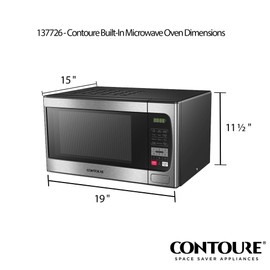 CONTOURE RV Built-In Microwave Oven | Stainless Steel Finish | 900W | 10 Power Levels | Easy-Clean Interior | LED Display | RV-950S