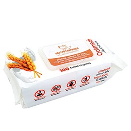 Best Pet Supplies Pet Grooming Wipes for Dogs & Cats, 100 Pack, Plant-Based Deodorizer for Coats & Dry, Itchy, or Sensitive Skin, Clean Ears, Paws, Body, & Butt - Soothing Oatmeal (Unscented)