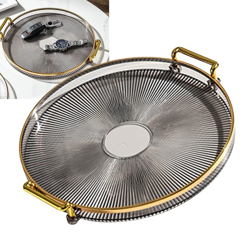 Bandeja Redonda, Charola Decorativa de Servicio para Postre con Asas