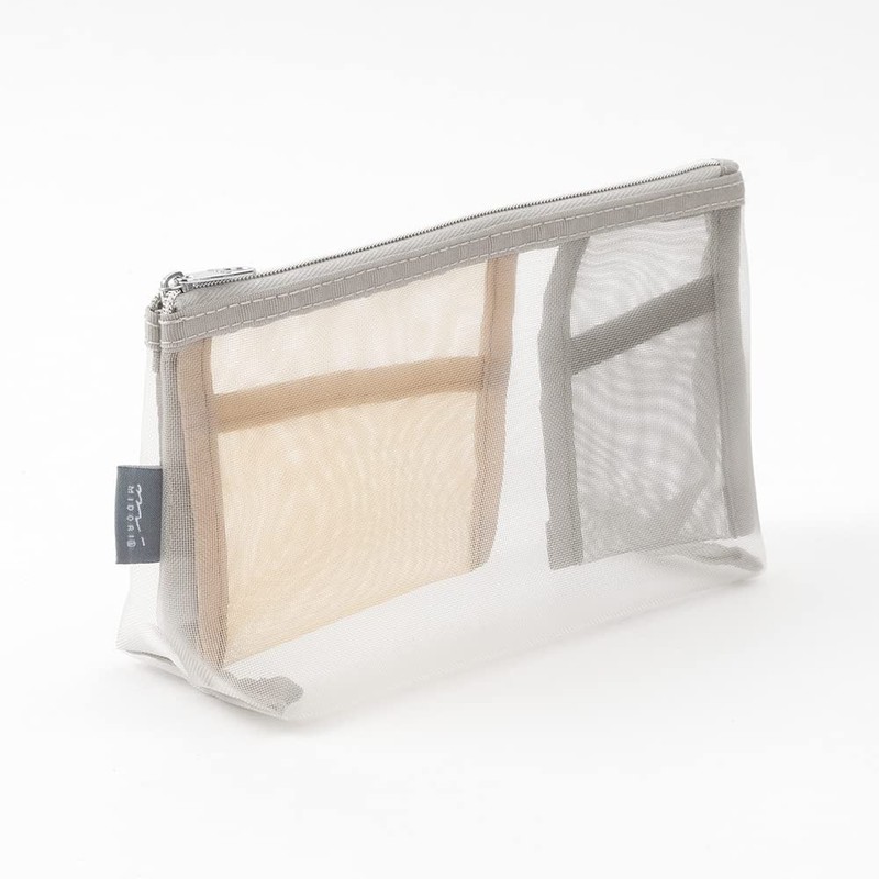 Midori 53350006 Mesh Pouch, Pen Case, Tool Pouch, Gusset, Gray