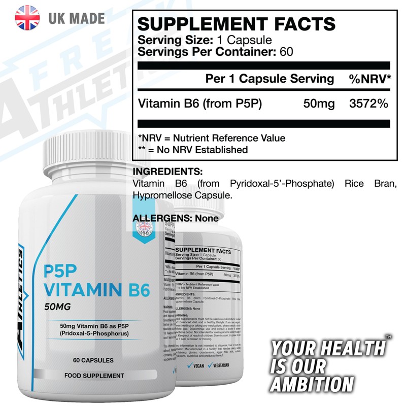 Vitamin B6 P5P 50mg - Activated Vitamin B6 - Pyridoxal-5'-Phosphate
