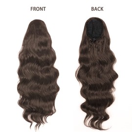 YEESHEDO Brown Long Wavy Ponytail Hair Extension for Women Drawstring Ponytail Hair Extensions Clip in Curly Synthetic Hairpiece 24 Inches